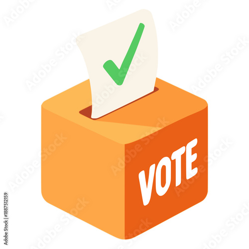 voting box democracy paper flat color vector illustration template design