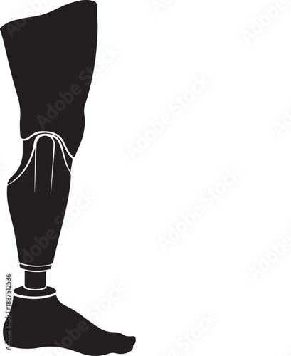 Prosthetic leg Silhouette vector black on a white background