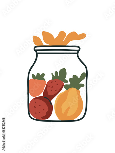 homemade canned vegetables in glass jar