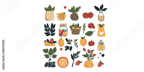 assorted organic food set for healthy lifestyle