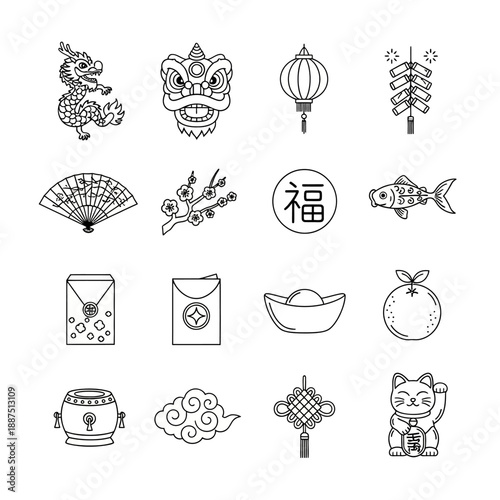 Chinese New Year Icon Illustrations.