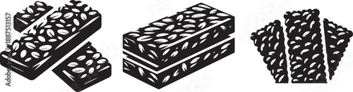 granola bars  icon vector set.
