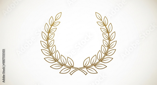 Golden laurel wreath on white background symbol of achievement and honor elegant leaf design