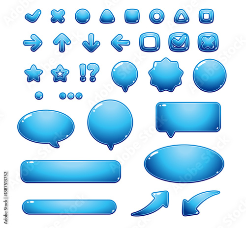 ぷっくり立体ベクター吹き出しと囲み罫のマークセット｜Webやビジネス向け汎用装飾素材