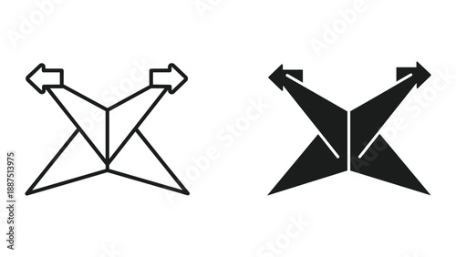 Geometric shapes with arrows indicating direction