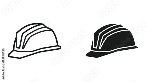 Simple line art illustration of two hard hats