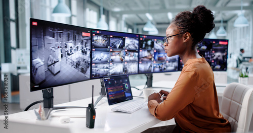 Fényképezés Smart Surveillance System In Control Room In Action
