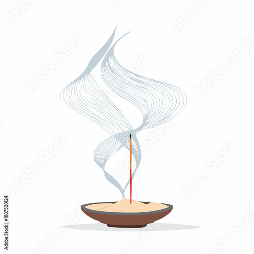Incense Stick Burning in Bowl.