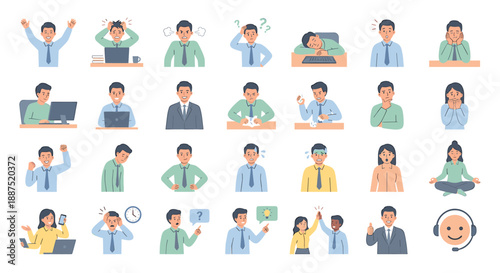 Collection of diverse illustrations depicting various human emotions and expressions.