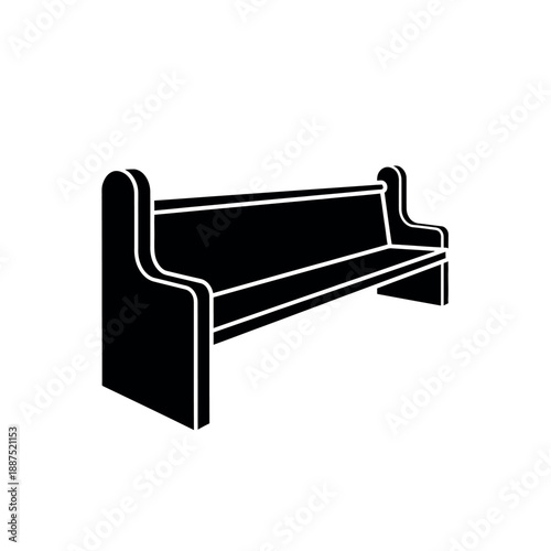 Black silhouette of a church pew.