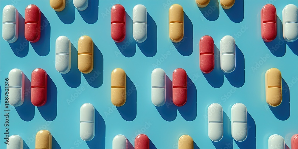 custom made wallpaper toronto digitalColorful Capsule Pills on Blue Background