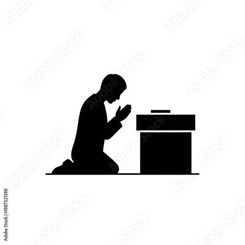 Silhouette of a person praying on their knees 1.