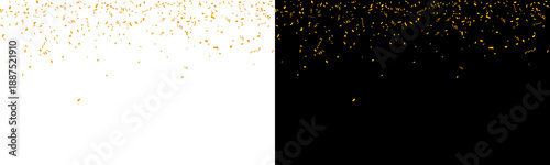 Εκτύπωση καμβά Anniversary celebration gold confetti serpentine ribbons isolated transparent