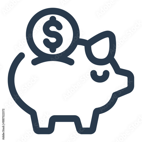 Piggy bank savings money deposit icon