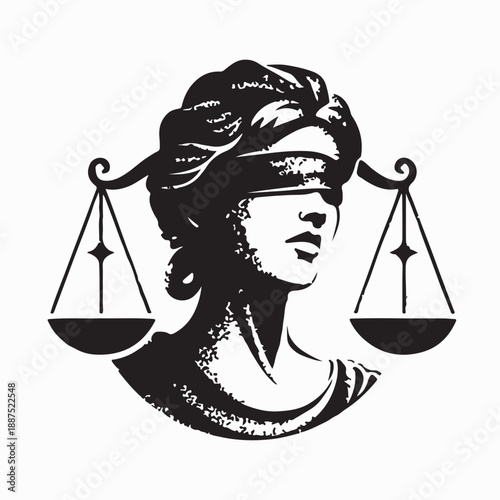 A lady justice logo with scales and scales logo vector isolated on white background
