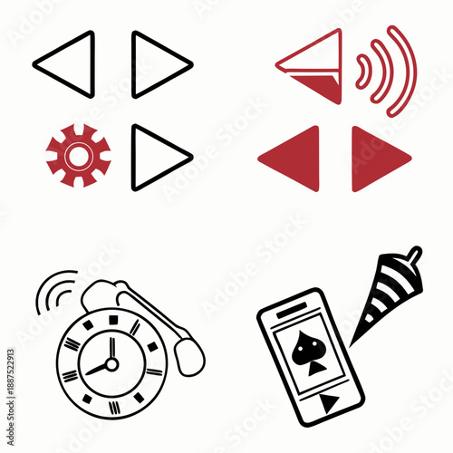 Set of media and technology icons