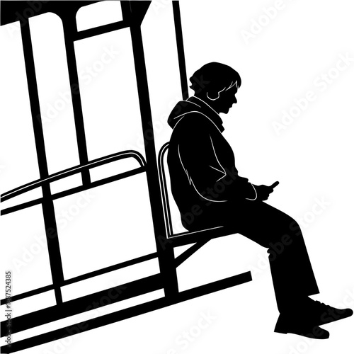 Person waiting at bus stop