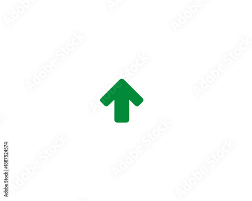 Flecha verde simple apuntando hacia arriba sobre fondo blanco transparente, símbolo de progreso.