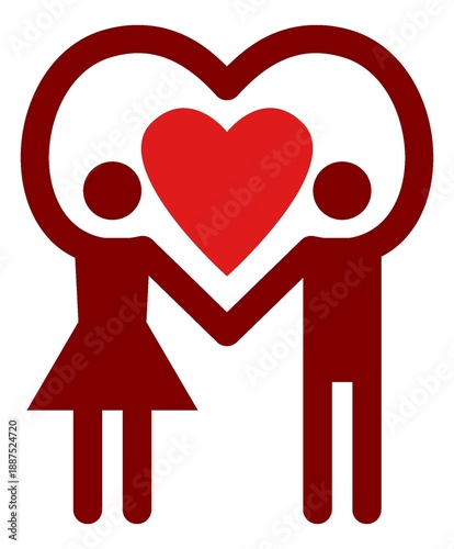 Romantic couple silhouette holding hands forming heart shape, love and unity symbol for Valentine's Day