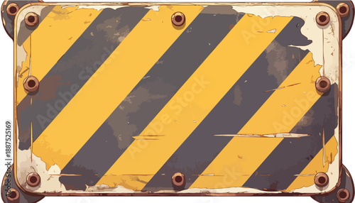 Señal de advertencia de peligro con franjas diagonales amarillas y negras, sobre fondo transparente.