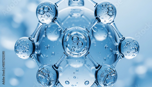 water molecular structure visualization representing scientific research advanced biotechnology and chemical innovation in a clean abstract setting.