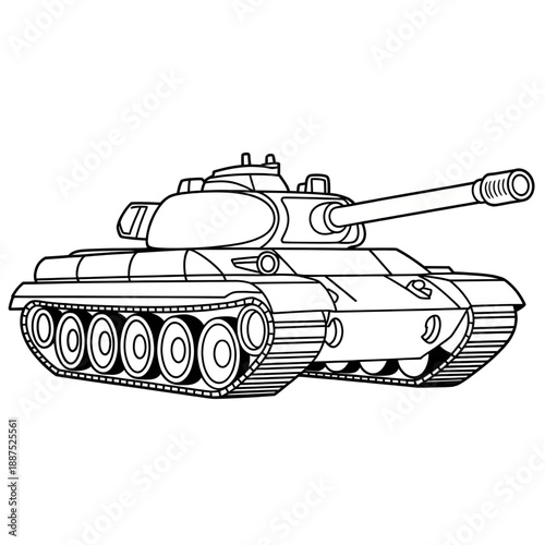 tank vector illustration coloring page 