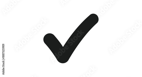 Hand Drawn Black Check Mark Vector Icon on White Background