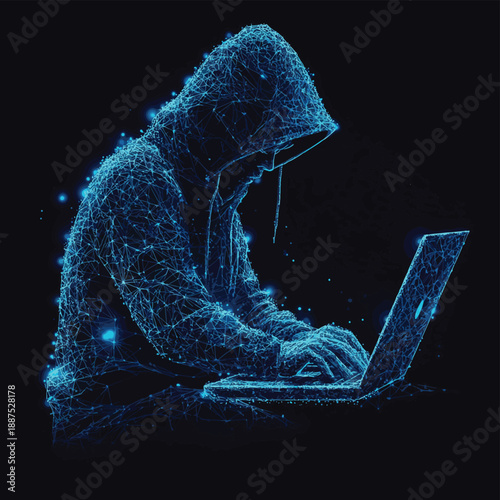Anonymous hacker at the laptop computer Internet security