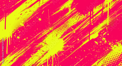Neon Grunge Texture Background – Pink and Yellow Abstract Spray Paint Design