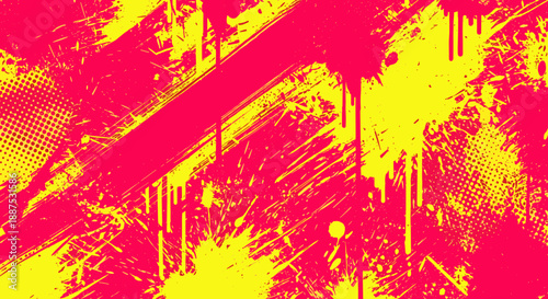 Neon Grunge Texture Background – Pink and Yellow Abstract Spray Paint Design