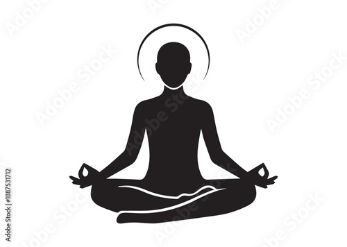 Yoga Meditation Icon, Editable Solid Vector Illustration