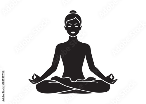 Yoga Meditation Icon, Editable Solid Vector Illustration