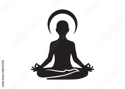Yoga Meditation Icon, Editable Solid Vector Illustration