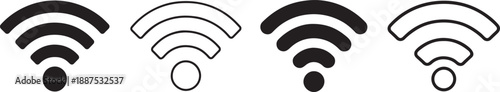 Wifi outline and bold icon set for wireless internet, network connection, signal and UI design.