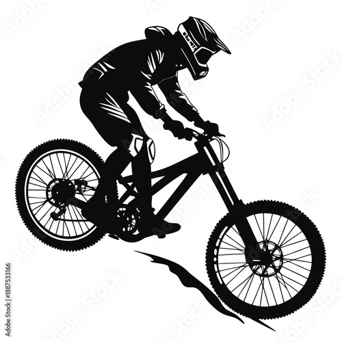 Mountain biker in action