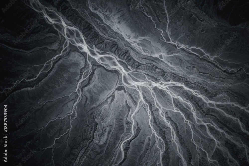 Naklejka premium Aerial View Intricate Braided River Patterns