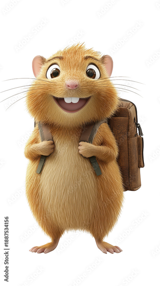 Fototapeta premium Hamster with backpack ready for adventure small rodent with pack embarks on journey