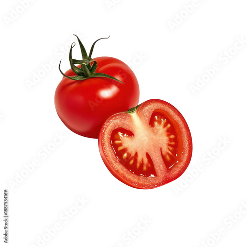 Wallpaper Mural Fresh Tomato Vegetable Isolated on White Background, Generative AI Torontodigital.ca