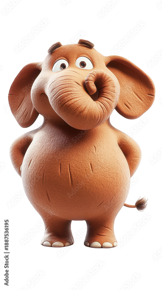 Fototapeta premium Stuffed elephant toy close up details displayed soft plush elephant with intricate fabric textures shown