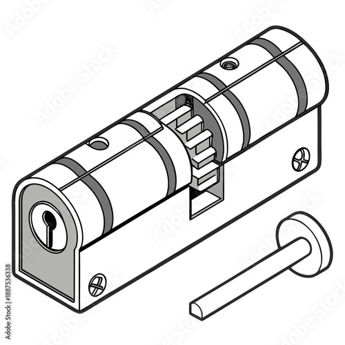 Close-up of a cylinder lock mechanism