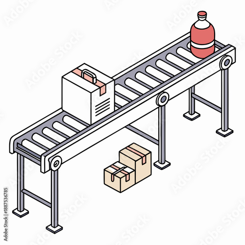 Industrial conveyor belt with bottle