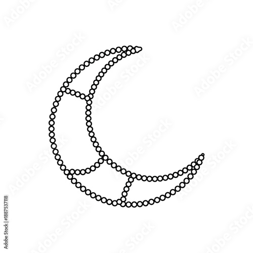 Stylish crescent moon symbol made of chain links on white