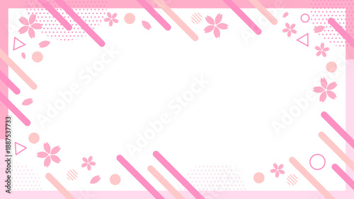 春 桜 幾何学模様フレーム 16:9サイズ ベクター