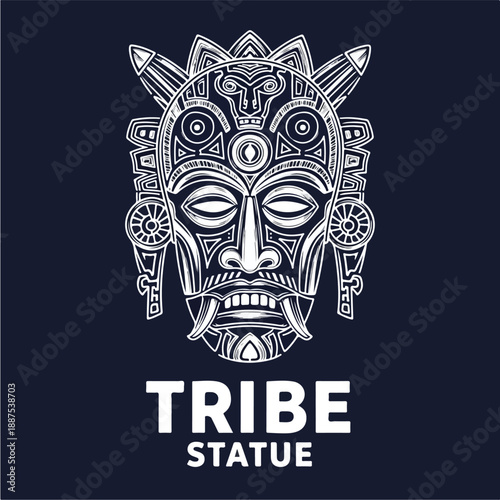 Tribal Mask Statue Illustration 1.
