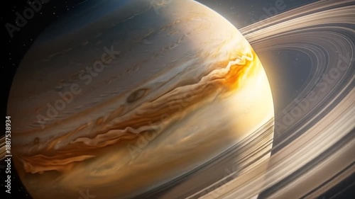 Stunning view of planet saturn with rings in outer space