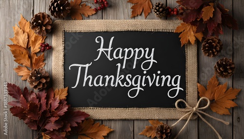 Thanksgiving text on blackboard