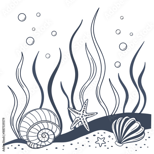 Underwater seascape illustration