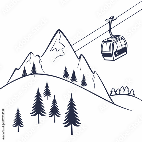 Mountain landscape with cable car