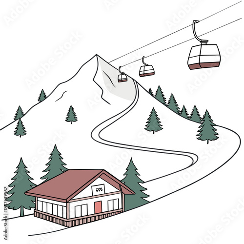 Ski resort illustration