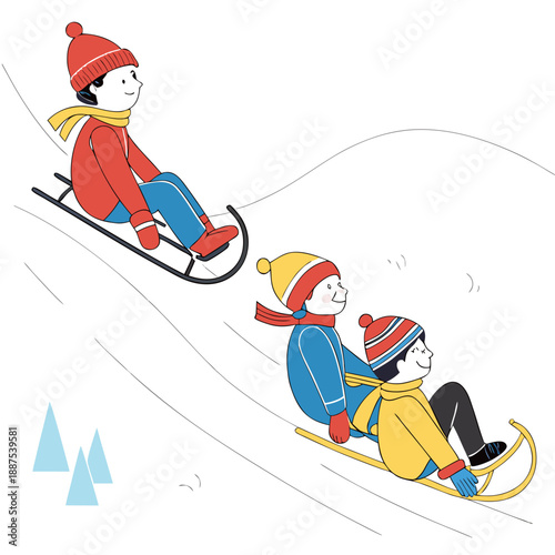 Children sledding in winter